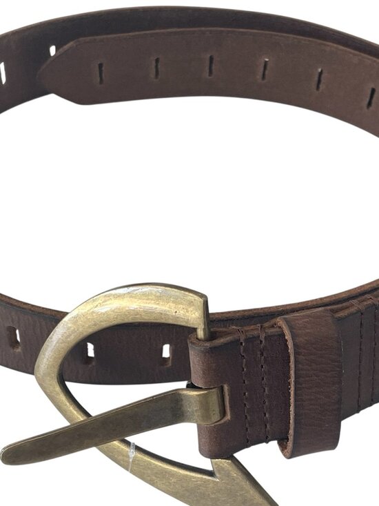 NWT Free People Noa Leather Belt Brown Brass Buckle Cowgirl Festival S-M $58 main image 6